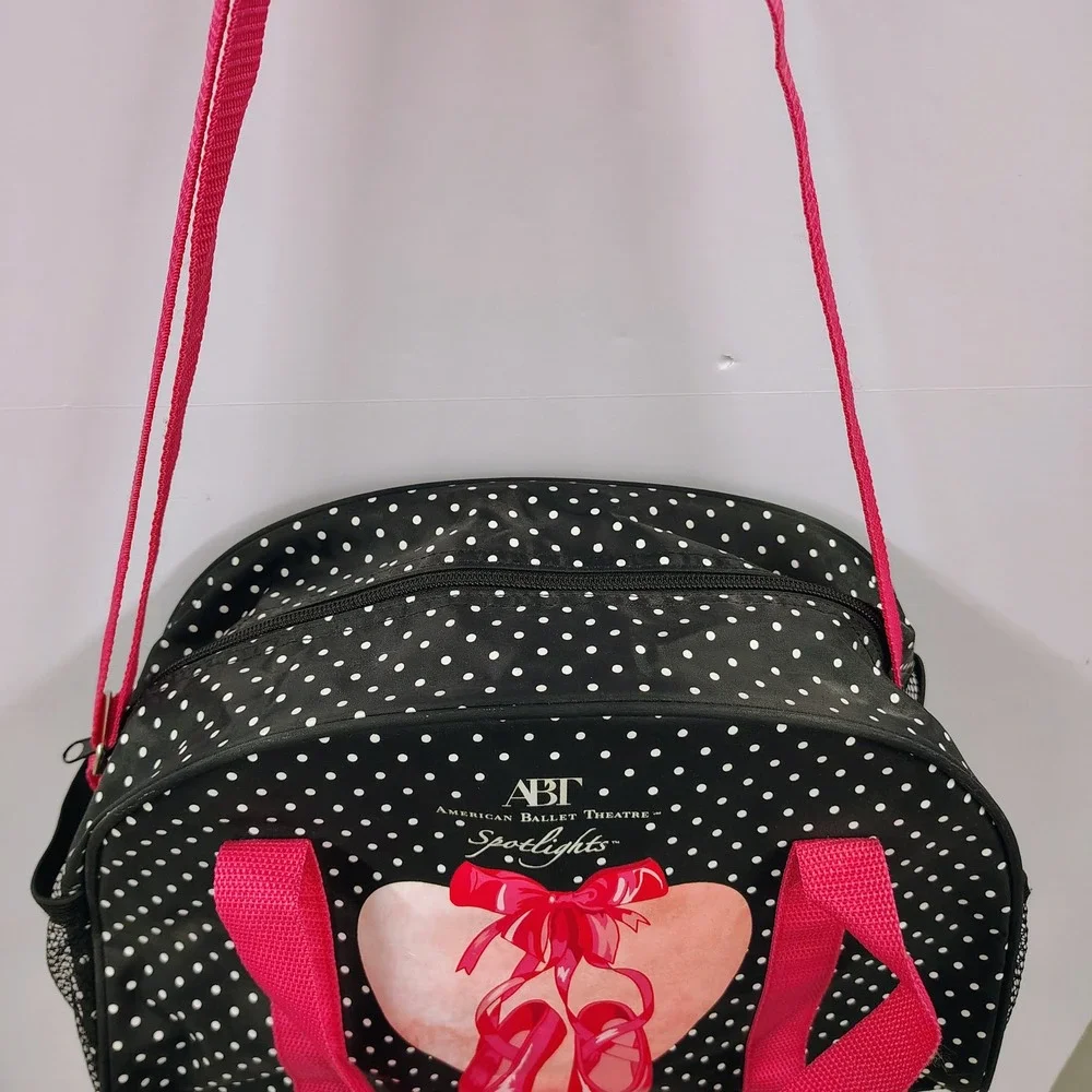 American Ballet Theatre ABT Spotlights Dance Duffle Bag Polka Dot Pink Black